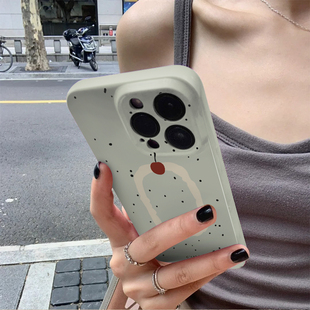 薄荷绿点点小众菲林壳硬壳全包按键适用苹果iPhone16promax创意手机壳14pro磨砂15亮面全包12全包精孔软壳13