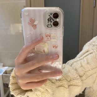 15荣耀vivo红米oppo防摔保护套 12软11iPhone16 卡通天使小熊适用iPhone14苹果15promax手机壳16pro新款
