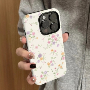 适用苹果16promax手机壳iPhone15新款 13女12简约16e小碎花8硅胶xsmax防摔11保护套7高级plus菲林二合一x iP14