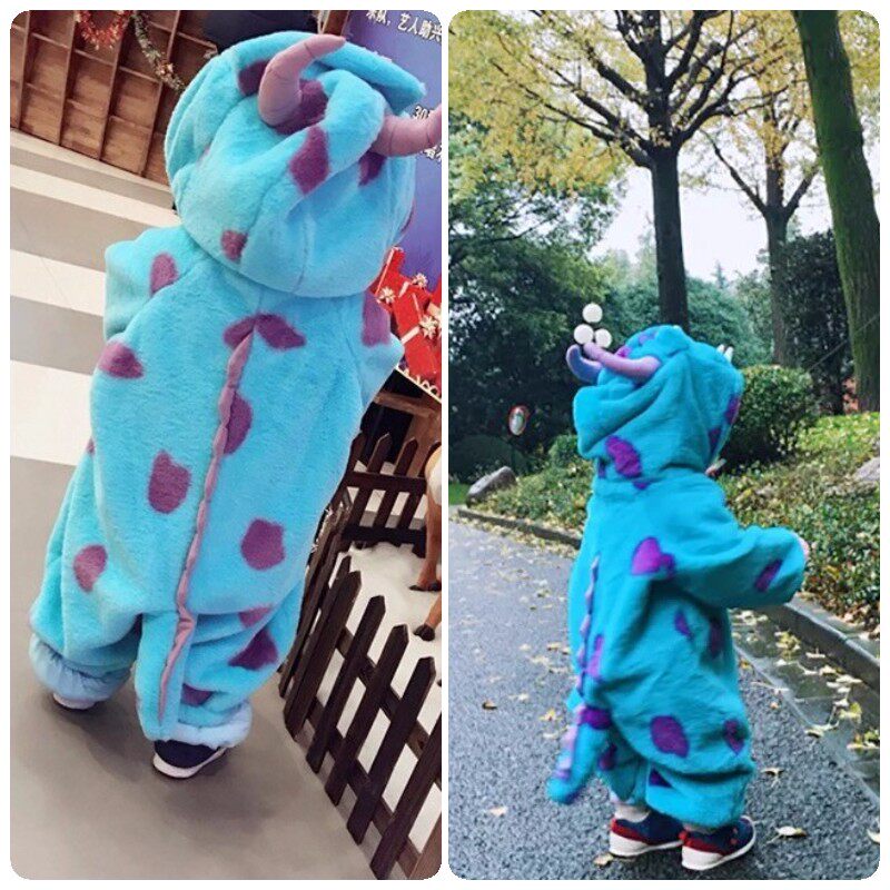 卡通宝宝睡袋珊瑚绒春秋冬厚婴儿连体衣爬服儿童防踢被万圣节法兰