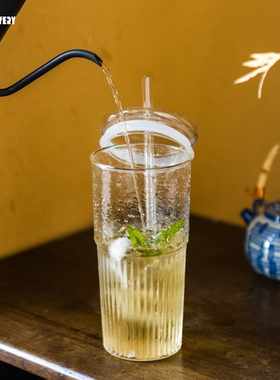 CUPMYSTERY高颜值吸管杯单层高硼硅玻璃带吸管带盖饮料水奶茶玻璃