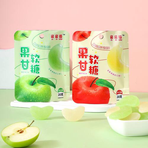 36%真实果汁果甘姿姿道软糖苹果添加网红休闲儿时解馋零食甘软糖