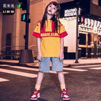 Girls Street Dance Dress Summer Children Hip Hop Hiphop Tay áo ngắn Trình diễn Trang phục Set Trẻ em Trang phục Khiêu vũ Jazz đẹp trai - Trang phục trang phục tết cho bé