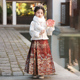 明制汉服女童冬装 中国风新年过年喜庆衣服 拜年服加绒加厚儿童冬季