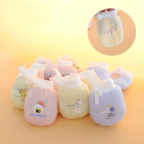 卡通新生婴儿防抓手套防抓脸神器宝宝初生手套夏季薄款手套可啃咬