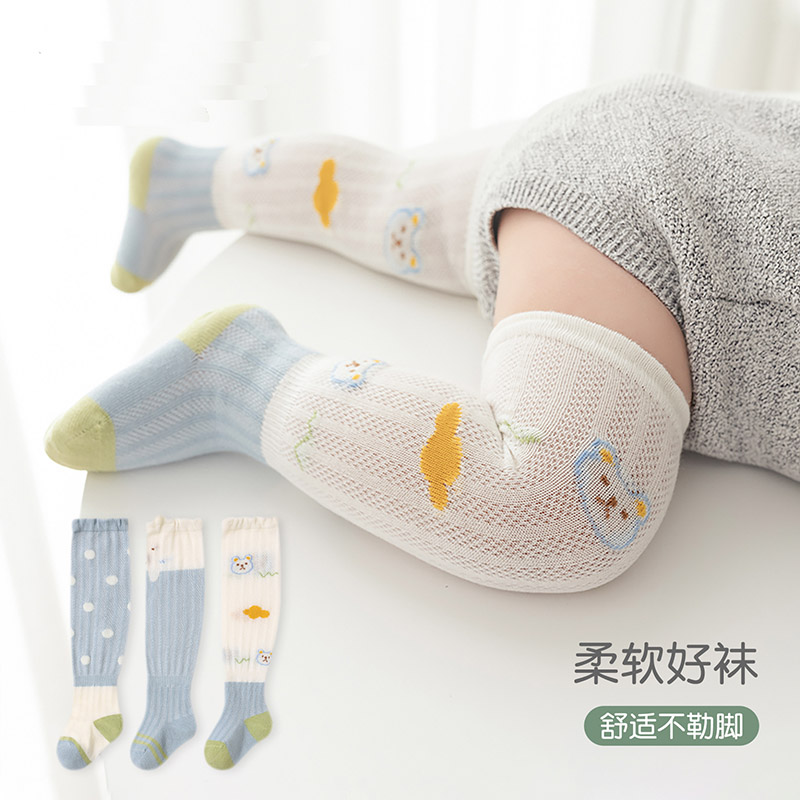 宝宝防蚊袜夏季过膝可爱卡通网眼婴儿袜薄款宝宝袜长筒袜