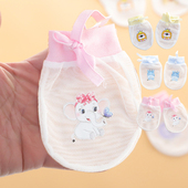 夏天薄款 可啃咬 新生儿小宝宝防抓护手套包婴儿手套防抓脸夏季