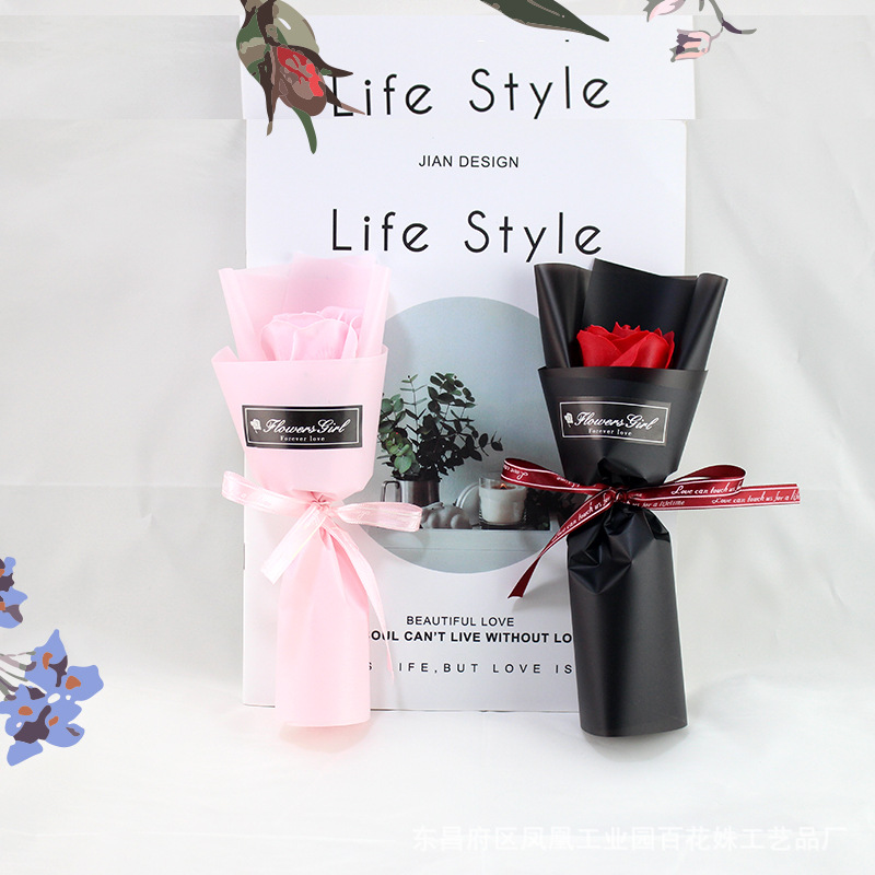 香皂玫瑰花单支肥皂花圣诞节日小礼盒搭配迷你小花束厂家品伴手礼