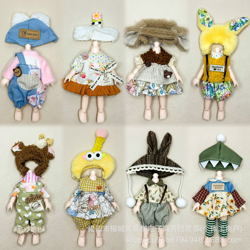 樱8分娃衣换装衣服12套装16厘米娃娃阿巳体连衣裙裤子