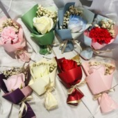 创意迷你干花小花束七夕节礼物玫瑰康乃馨皂花气氛单只伴手礼情人