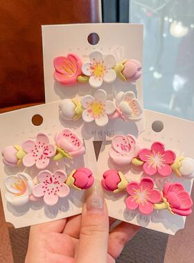粉色桃花小清新暖色系列发夹樱花女夏季刘海发卡鸭嘴夹学生小饰品