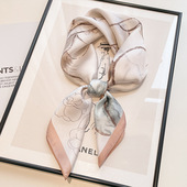 中国风山茶花小方巾丝巾女款 围巾70 护颈围脖薄款 春秋夏季 搭配衬衫