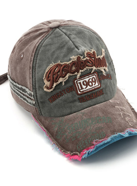 跨境爆款水洗布时尚做旧1969棒球帽磨边遮阳帽批发个性防晒帽子