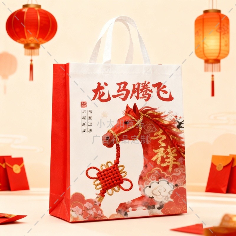 石油燃气公司汽车加油站2026马年喜迎新年送客户礼品袋手提袋定制