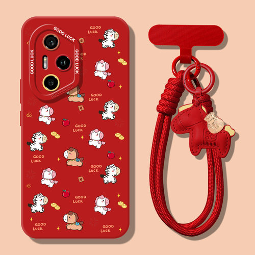 可爱小马适用华为荣耀500pro手机壳全包镜头300新年400液态硅胶90gt挂绳100高级感70pro本命年60新款magic8软