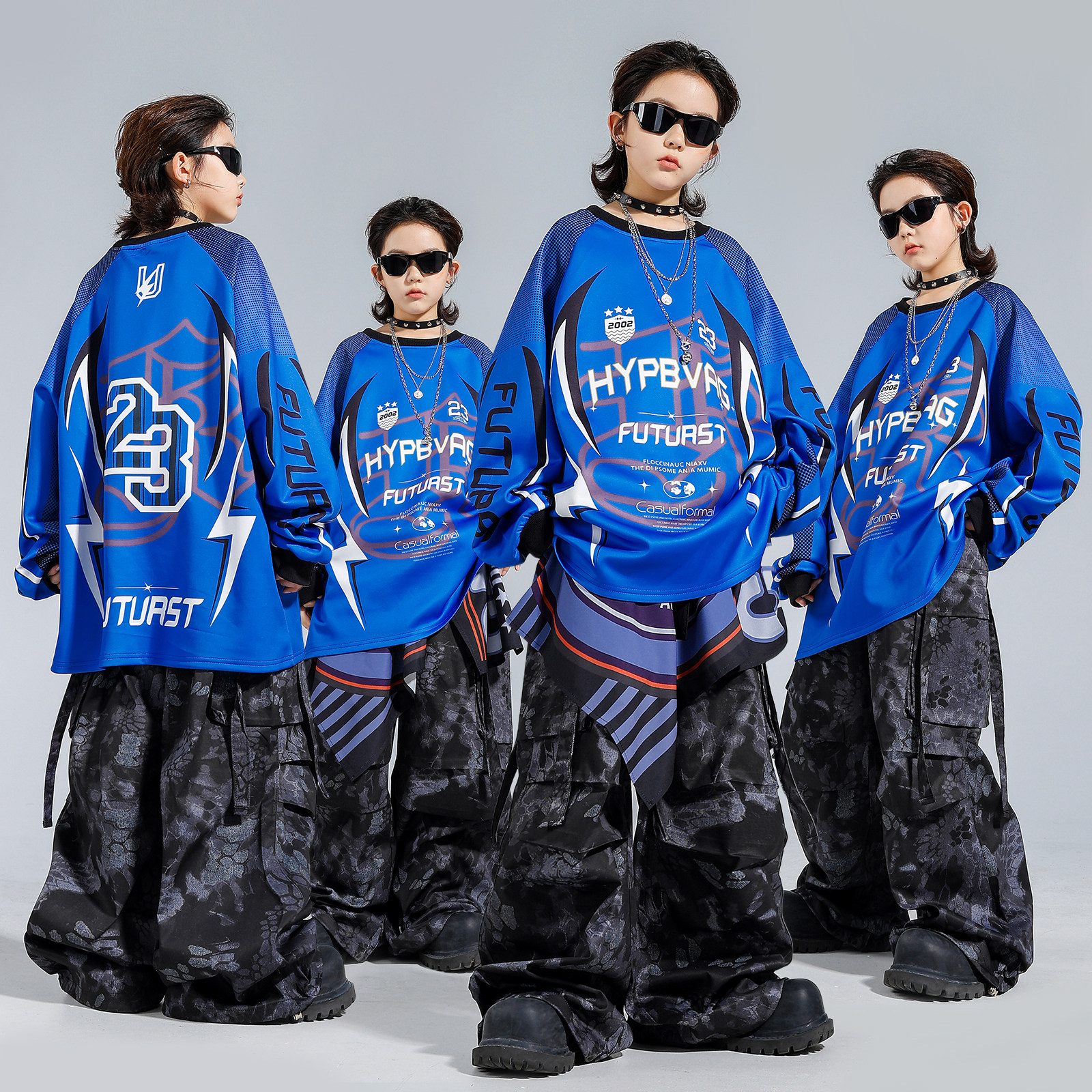 男童嘻哈街舞儿童潮服酷帅女童演出服套装少儿团体hiphop表演服装