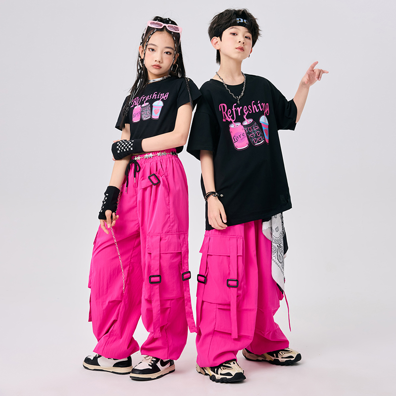 儿童街舞演出服六一男童嘻哈潮服女童爵士舞服装少儿hiphop表演服