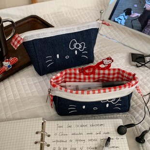 可爱kitty高颜值笔袋女生初高中学生铅笔袋简约大容量文具铅笔盒