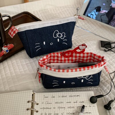 可爱kitty高颜值笔袋女生初高中学生铅笔袋简约大容量文具铅笔盒