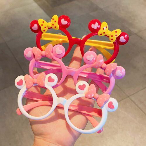 儿童无镜片眼镜框2025新款女童宝宝可爱卡通蝴蝶结拍照时尚装饰品