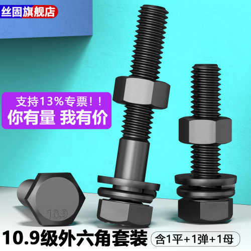 10.9级高强度外六角平弹母螺栓