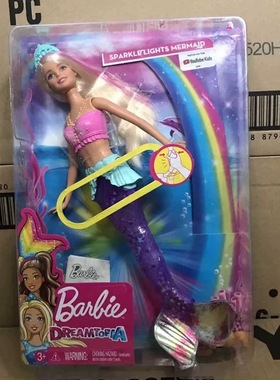 芭比美人鱼娃娃公主玩具可下水衣服带声光电套装HBW90女孩礼物