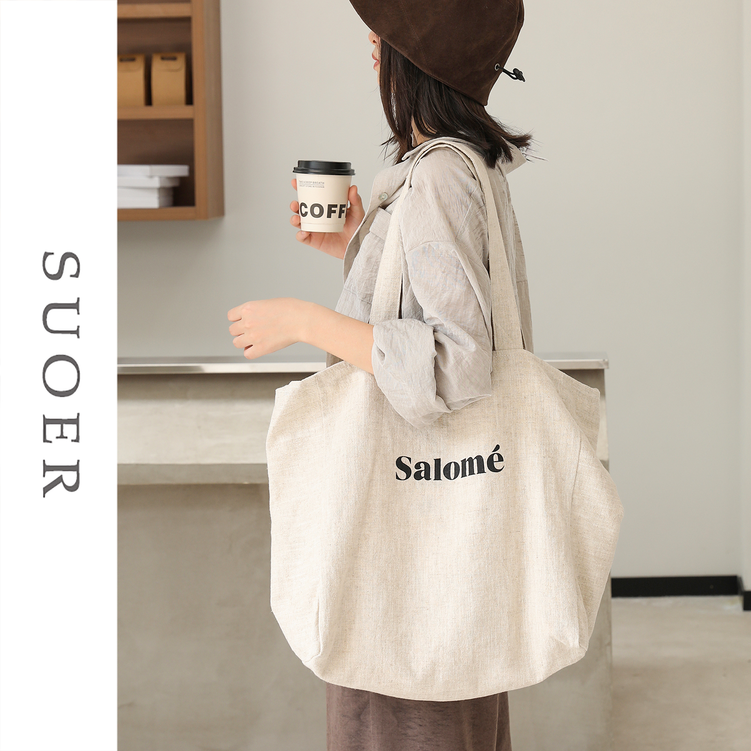 韩版chic棉麻帆布单肩斜挎包女包