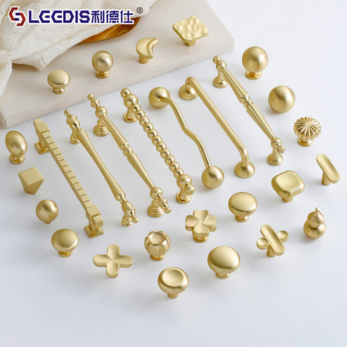 黄铜拉丝金色新中古法式柜门拉手