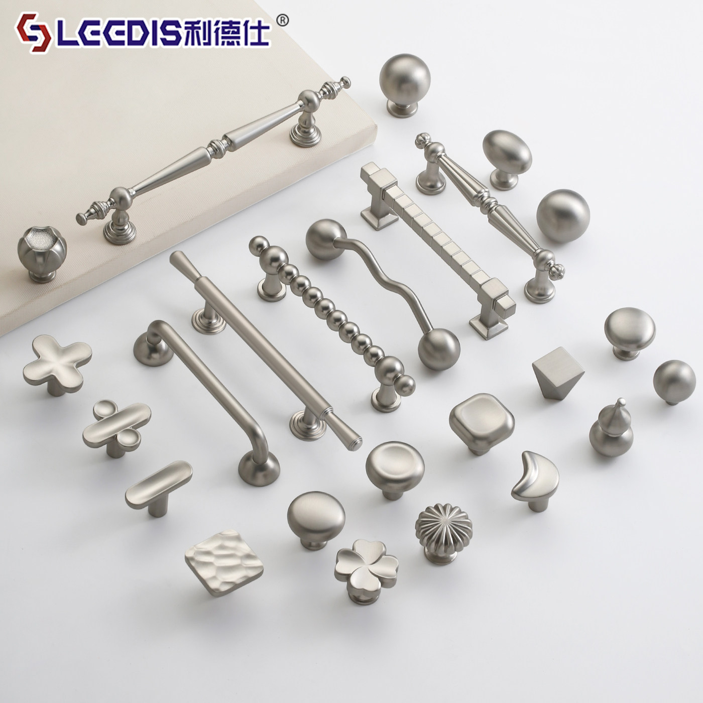 法式极简银拉丝哑光镍单孔拉手图片