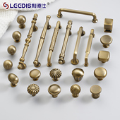 古铜色黄铜拉手美式 复古门把手法式 单孔橱柜子抽屉中古风衣柜拉手