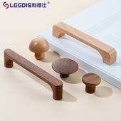 原木风实木柜门衣柜拉手新中式 木质原木单孔蘑菇柜子抽屉橱柜把手