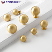 法式 轻奢衣柜橱柜抽屉金色柜子圆形单孔把手 黄铜柜门圆球拉手中式