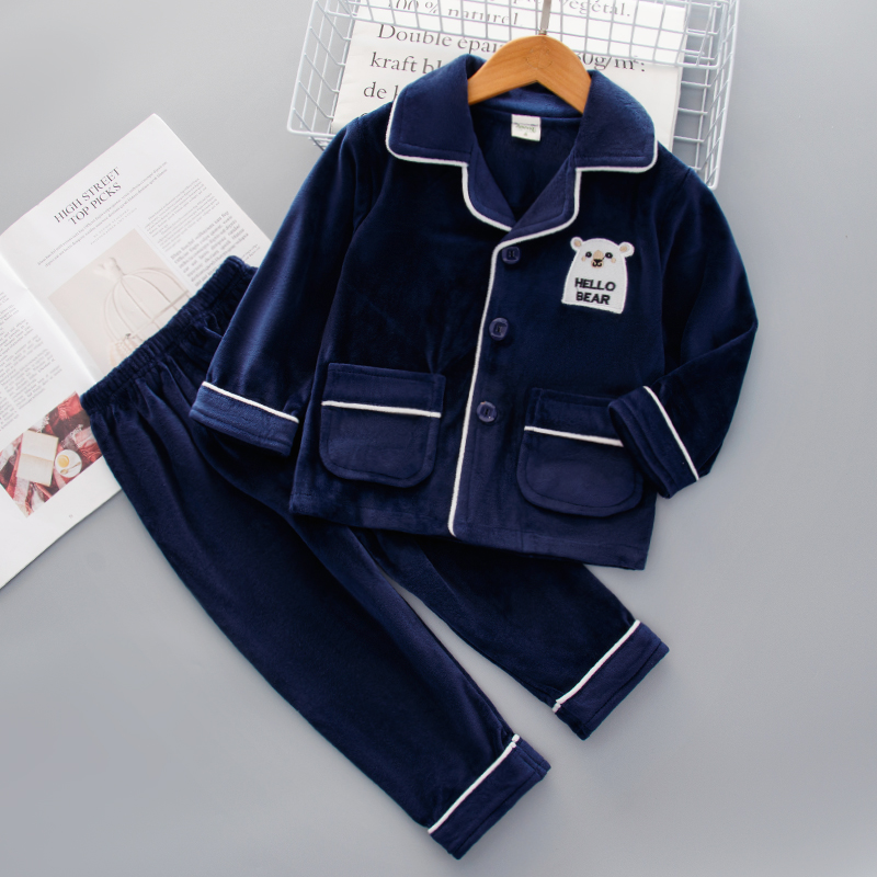秋冬季男童海岛绒儿童睡衣不掉毛