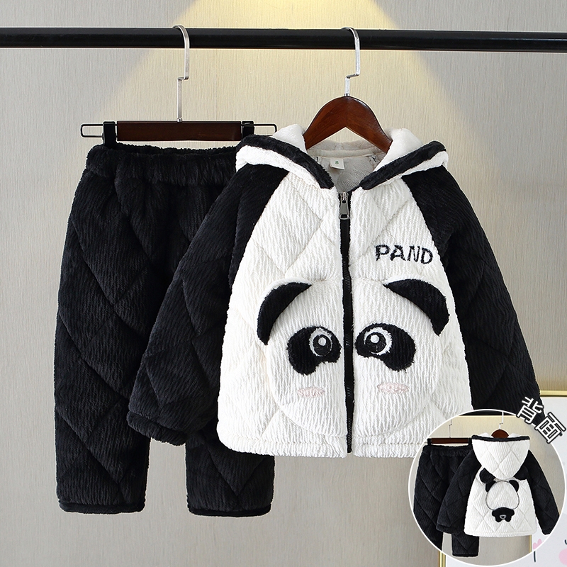 冬季加厚三层夹棉珊瑚绒家居服