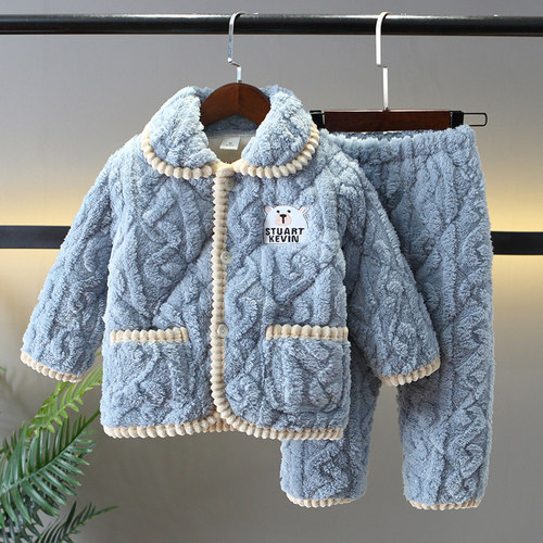 秋冬款法兰绒睡衣珊瑚绒卡通冬季