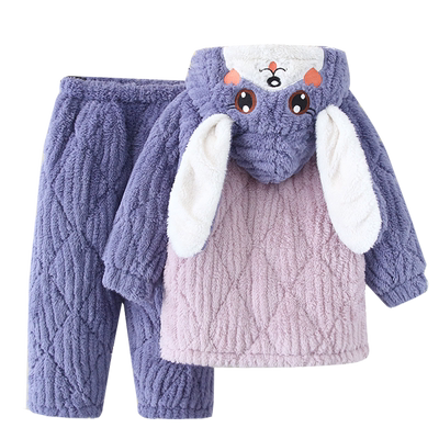 不掉毛儿童三层加棉加厚睡衣