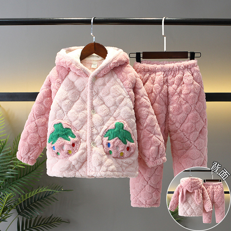 可爱珊瑚绒冬季加厚款男童家居服