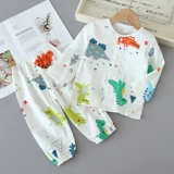 Детская летняя тонкая хлопковая марлевая пижама для мальчиков, короткий рукав