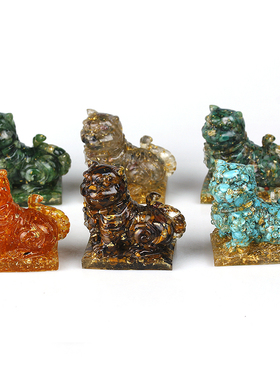 生肖老虎爷天然水晶中国风树脂滴胶桌面办公汽车摆件创意装饰礼物