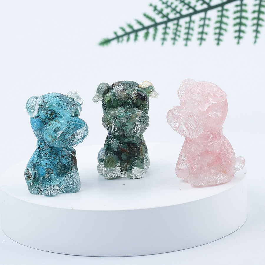 雪纳瑞汽车摆件水晶碎石滴胶桌面小摆件狗大微景观礼品礼物