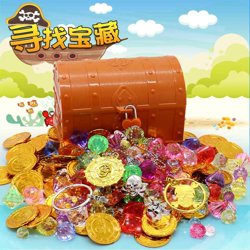 儿童藏宝箱宝石玩具海盗游戏金币