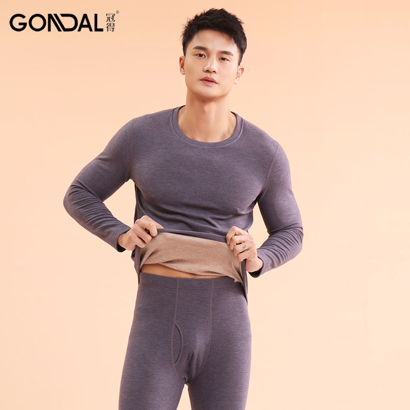 冠得长袖男士德绒驼绒保暖内衣