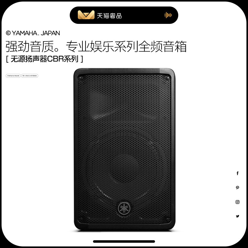 YAMAHA/雅马哈 CBR系列CBR10/12/15进口商用专业无源音箱卡拉OK箱