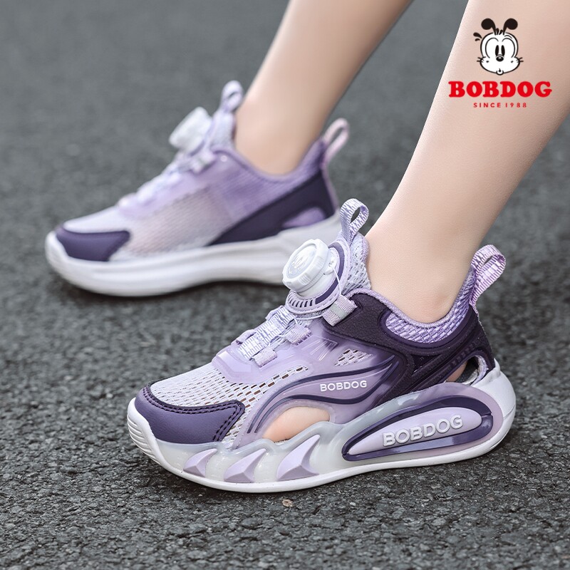 Bobdog/巴布豆夏季女童运动鞋单网镂空儿童透网中大童户外篮球鞋