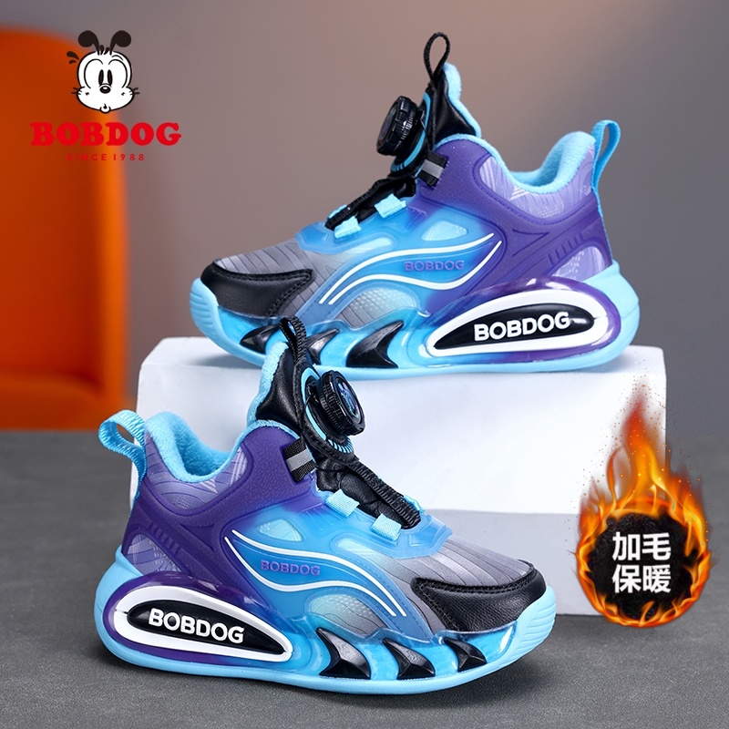 巴布豆冬季新款男童棉鞋加绒保暖二棉儿童中大童篮球鞋田径跑步鞋