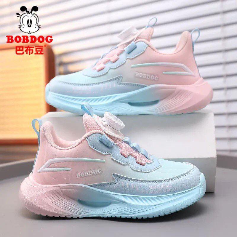 巴布豆2025秋冬季新款女童运动鞋儿童中大童皮面防水中大童跑步鞋
