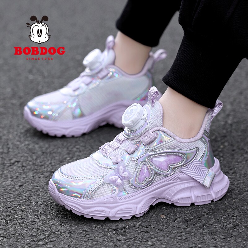 巴布豆童鞋春季新款女童鞋网面透气儿童小学生公主鞋韩版老爹鞋子