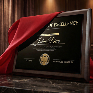 实木水晶奖牌定制定做黑胡桃木质授权牌高档荣誉牌匾授牌证书制作