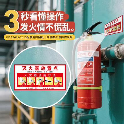 灭火器放置点指示牌警示警告检查卡标识生产车间安全制度标签消防栓消火栓使用方法贴纸器材门箱年检标牌定制