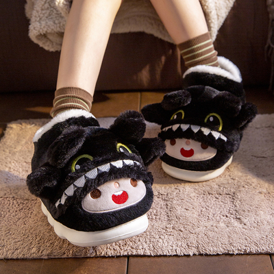 包跟棉拖鞋女冬季外穿2025新款可爱室内家居防滑黑色毛绒棉鞋男士